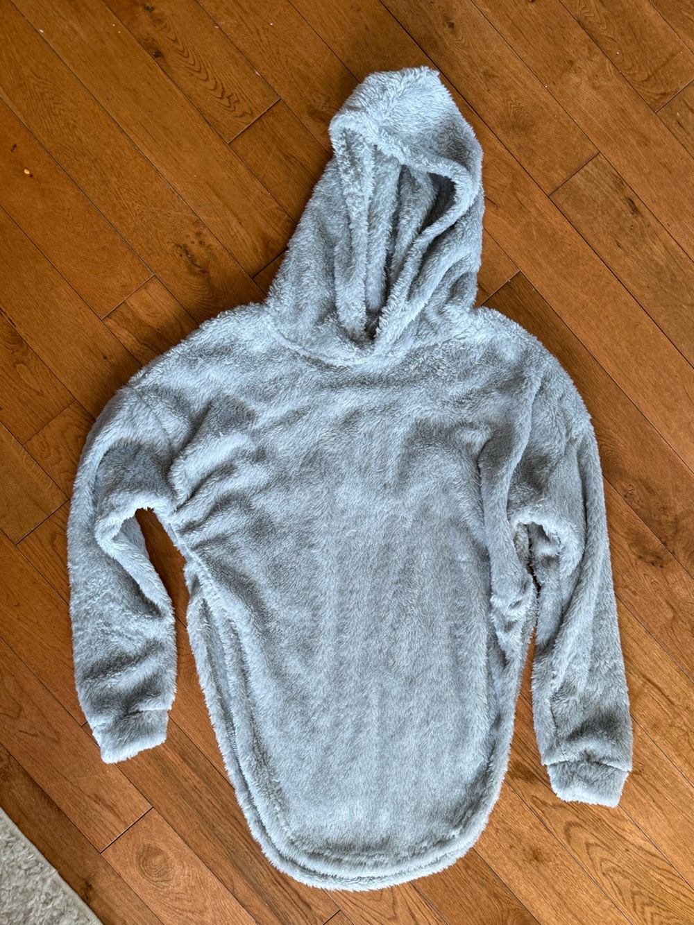 Pebby Forevee Plush Hooded Pullover in Light Gray